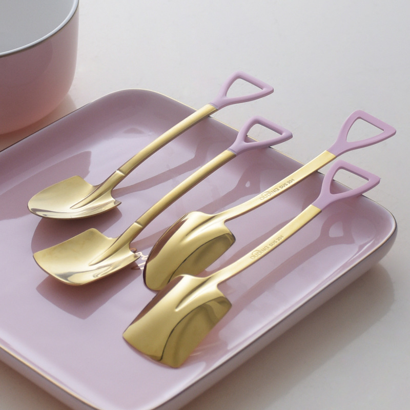 Kitchen Appliances Luxury - Lüks Pembe Altın Kaşık Çatal Sofra