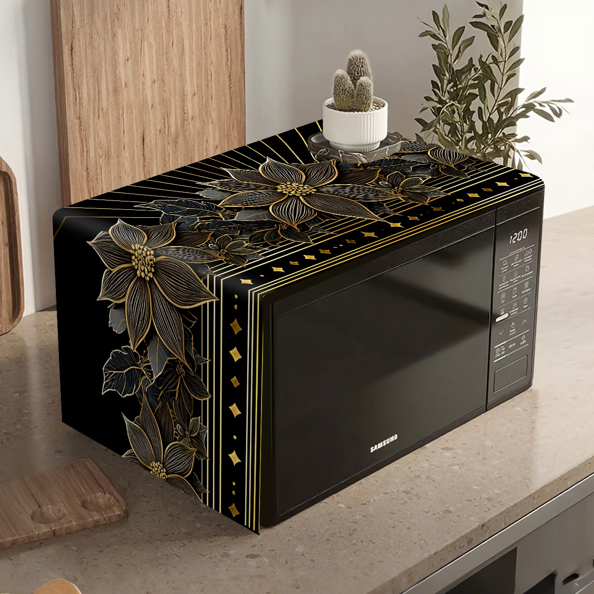Lüks Siyah Altın Çiçek Mikroda - Kitchen Appliances Luxury incelemesi ve fiyatı